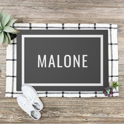 Charcoal Gray Personalized Family Name Doormat