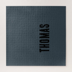 Charcoal Gray Personalized Minimalist Name Jigsaw Puzzle