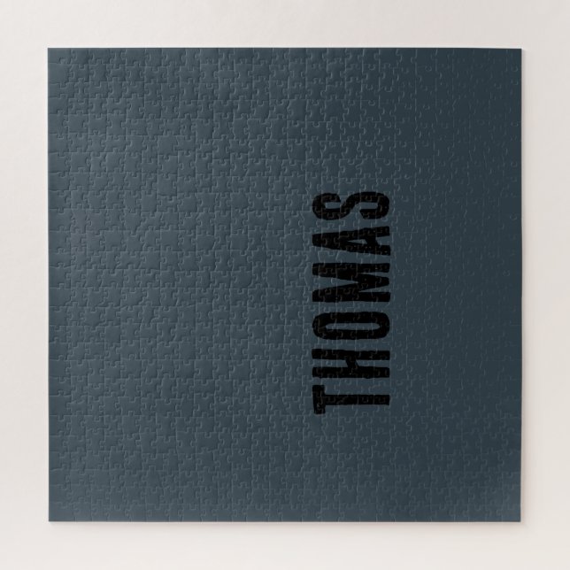 Charcoal Gray Personalized Minimalist Name Jigsaw Puzzle (Vertical)