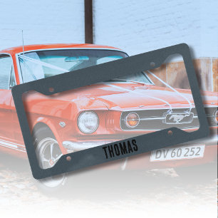 Charcoal Gray Personalized Minimalist Name License Plate Frame