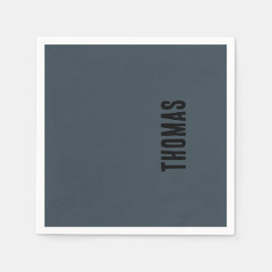 Charcoal Gray Personalized Minimalist Name Napkins