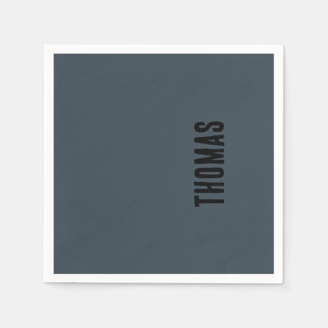 Charcoal Gray Personalized Minimalist Name Napkins (Front)