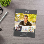 Charcoal gray photo collage appointments 2025 planner<br><div class="desc">Create your own unique photo collage. Use four,  4 of your favorite photo.   Personalize and a year,  name and text. A charcoal gray background,  white text.</div>