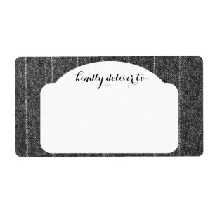 Charcoal Gray Pinstripe Tweed Slate Black Fabric Label