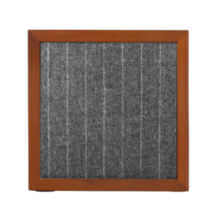 Charcoal Gray Pinstripe Tweed Slate Black Fabric Pencil Holder
