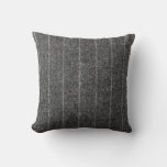 Charcoal Gray Pinstripe Tweed Slate Black Fabric Throw Pillow at Zazzle