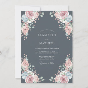 Charcoal Gray Poetic Winter Wedding Invitation