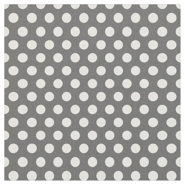 Charcoal Gray Polka Dots Fabric (Close Up)