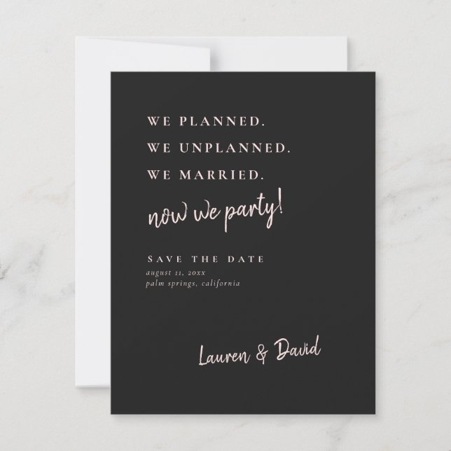 Charcoal Gray Post Wedding Update Save the Date (Front)