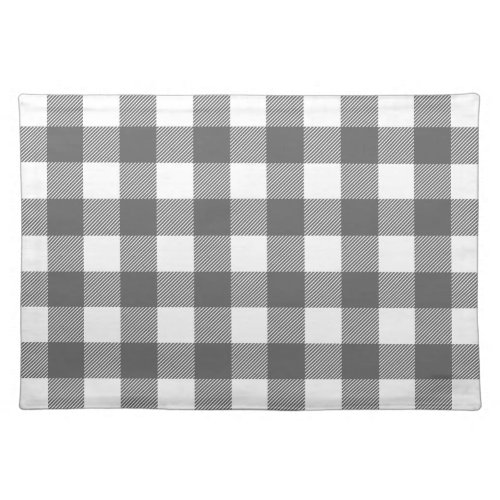 Charcoal Gray Preppy Buffalo Check Plaid Placemat