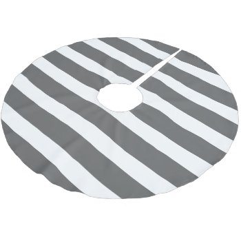 Charcoal Gray Preppy Stripes Brushed Polyester Tree Skirt by jenniferstuartdesign at Zazzle