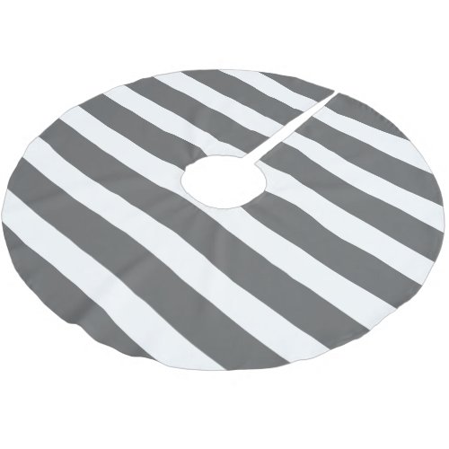 Charcoal Gray Preppy Stripes Brushed Polyester Tree Skirt