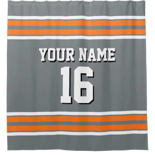 Charcoal Gray Pumpkin Orange Stripes Sports Jersey Shower Curtain