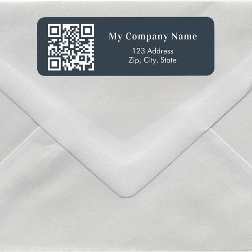 Charcoal gray QR code business return address Label