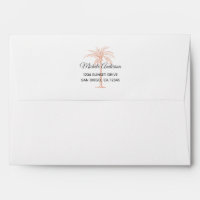 Charcoal Gray Rose Gold Copper Palm Tree Wedding Envelope