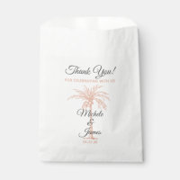 Charcoal Gray Rose Gold Palm Tree Wedding Favor Bag