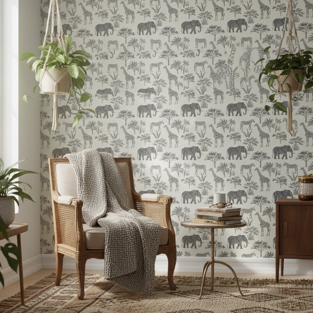 Charcoal Gray Safari Animals Pattern ID1241 Wallpaper (Creator Uploaded)