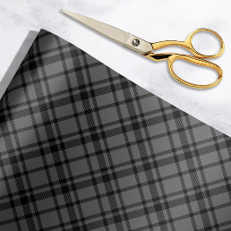 Charcoal Gray Scottish Tartan Plaid Holiday Wrapping Paper