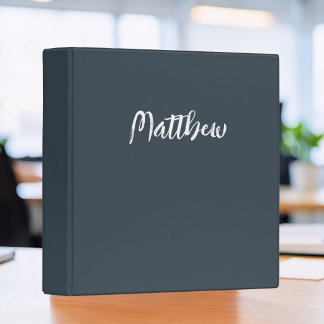 charcoal gray solid color -personalized 3 ring binder
