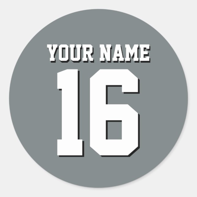 Charcoal Gray Sports Jersey Team Jersey Classic Round Sticker (Front)
