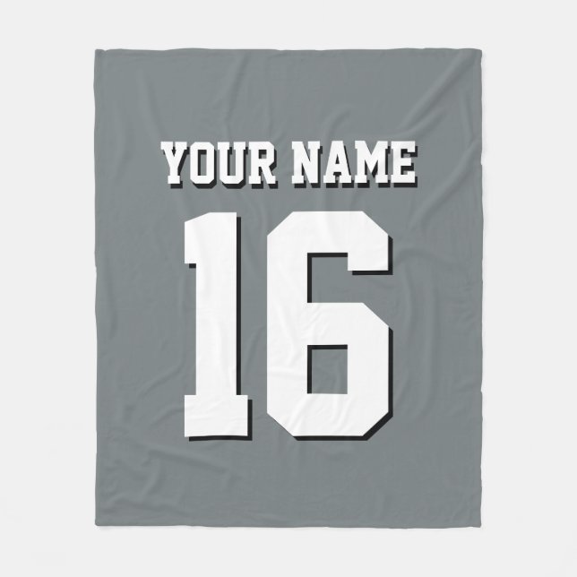 Charcoal Gray Sports Jersey Team Jersey Fleece Blanket (Front)