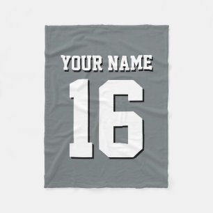 Charcoal Gray Sports Jersey Team Jersey Fleece Blanket