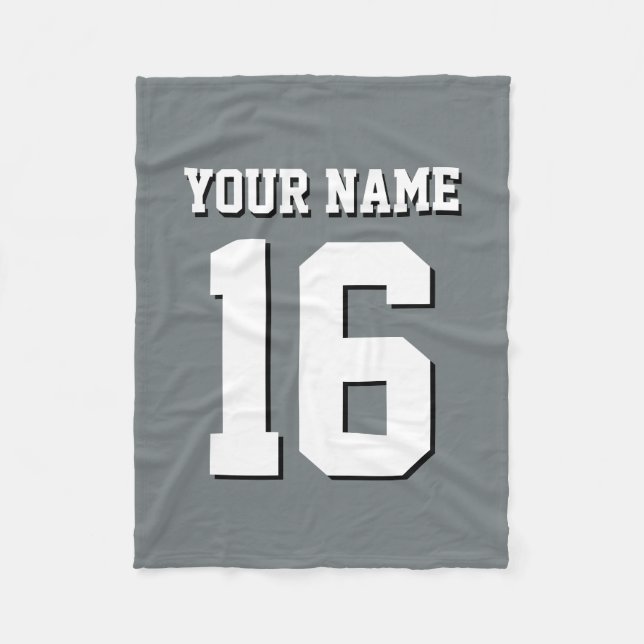 Charcoal Gray Sports Jersey Team Jersey Fleece Blanket (Front)