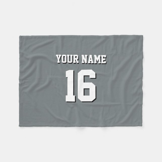 Charcoal Gray Sports Jersey Team Jersey Fleece Blanket (Front (Horizontal))