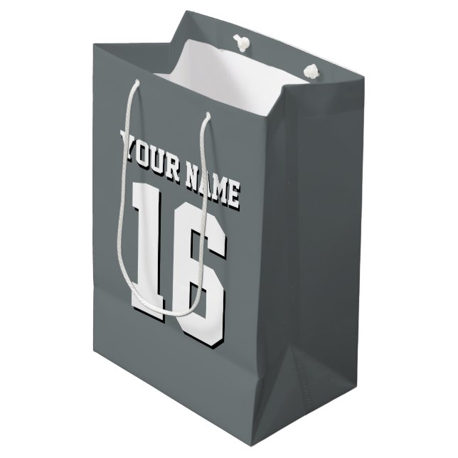 Charcoal Gray Sports Jersey Team Jersey Medium Gift Bag (Front Angled)