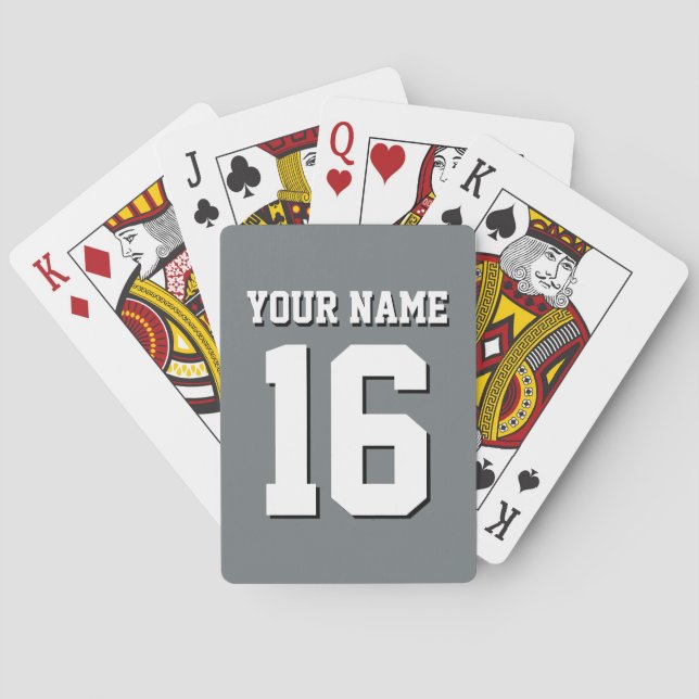Charcoal Gray Sports Jersey Team Jersey Poker Cards (Back)