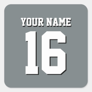 Charcoal Gray Sports Jersey Team Jersey Square Sticker