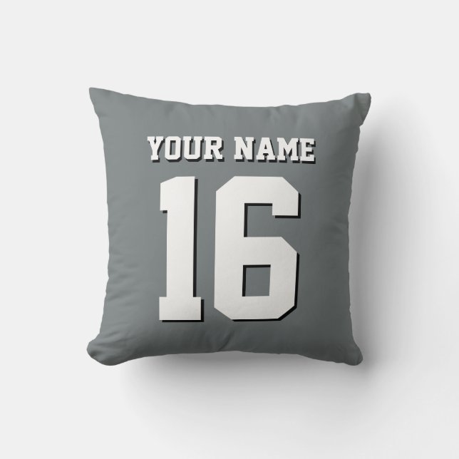 Charcoal Gray Sports Jersey Team Jersey Throw Pillow (Front)