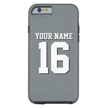 Charcoal Gray Sporty Team Jersey Tough Iphone 6 Case by FantabulousCases at Zazzle