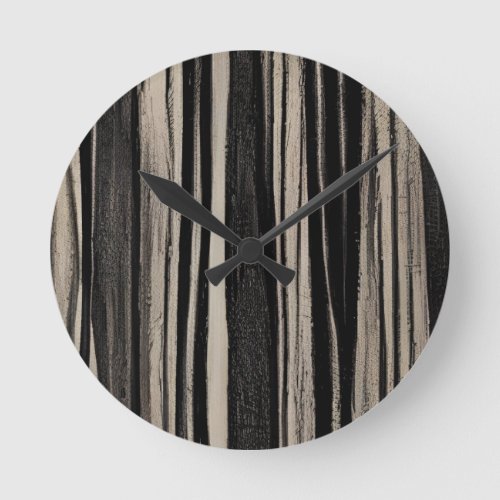 Charcoal Gray Stripe Round Clock