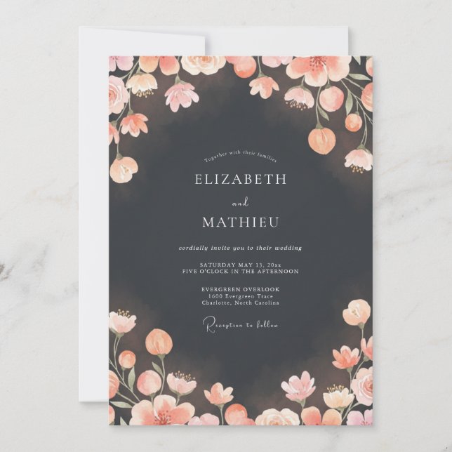 Charcoal Gray Sultry Twilight Wedding Invitation (Front)