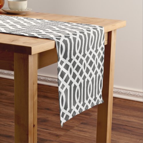 Charcoal Gray Trellis Short Table Runner