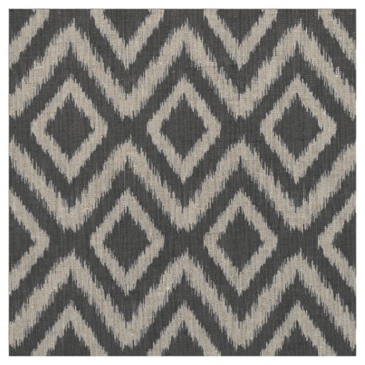 Charcoal Gray Tribal Ikat Chevron Fabric