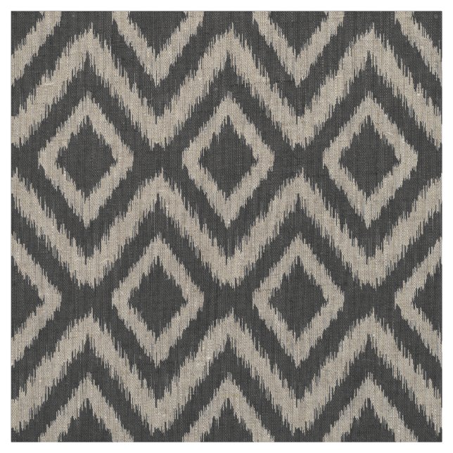 Charcoal Gray Tribal Ikat Chevron Fabric (Swatch)