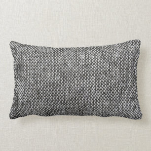 Charcoal Gray Tweed Fabric Texture Pattern Lumbar Pillow