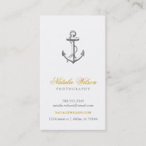 Charcoal Gray Vintage Anchor Vertical Business Card