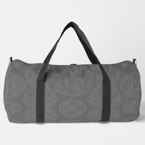 Charcoal gray vortex design duffle bag