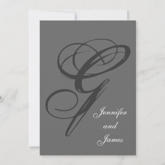 Charcoal Gray Wedding Invitation | Fancy Initial G