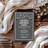 Charcoal Gray Western Bandana Print Birthday Party