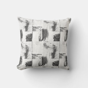 Charcoal Gray & White Abstract Decor Pillow