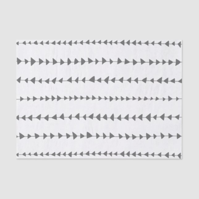 Charcoal Gray White Aztec Arrows Pattern Tissue Paper (Front)