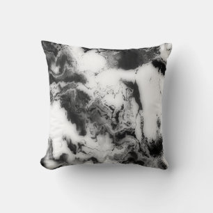 Charcoal Gray/White/Black Abstract Decor Pillow
