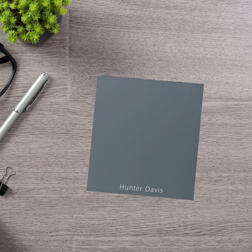 Charcoal gray white name notepad