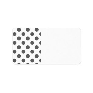 Charcoal Gray White Polka Dots Pattern Label