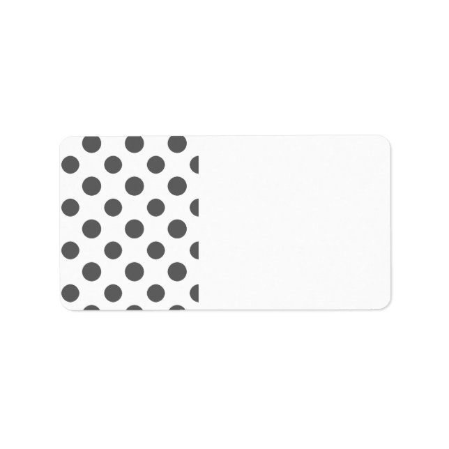 Charcoal Gray White Polka Dots Pattern Label (Front)