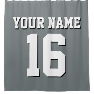 Charcoal Gray White Sports Jersey Team Jersey Shower Curtain